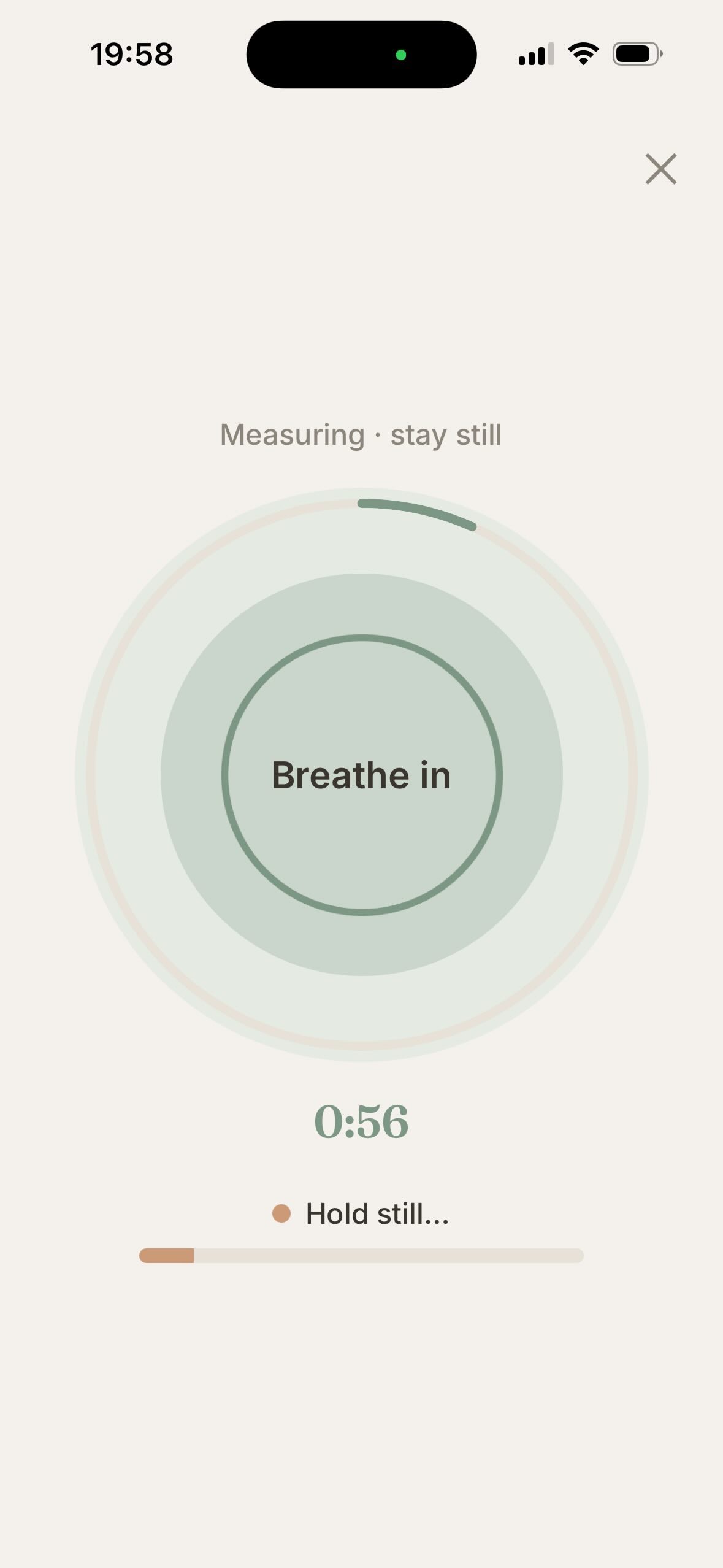 Coherence — live HRV scan screen