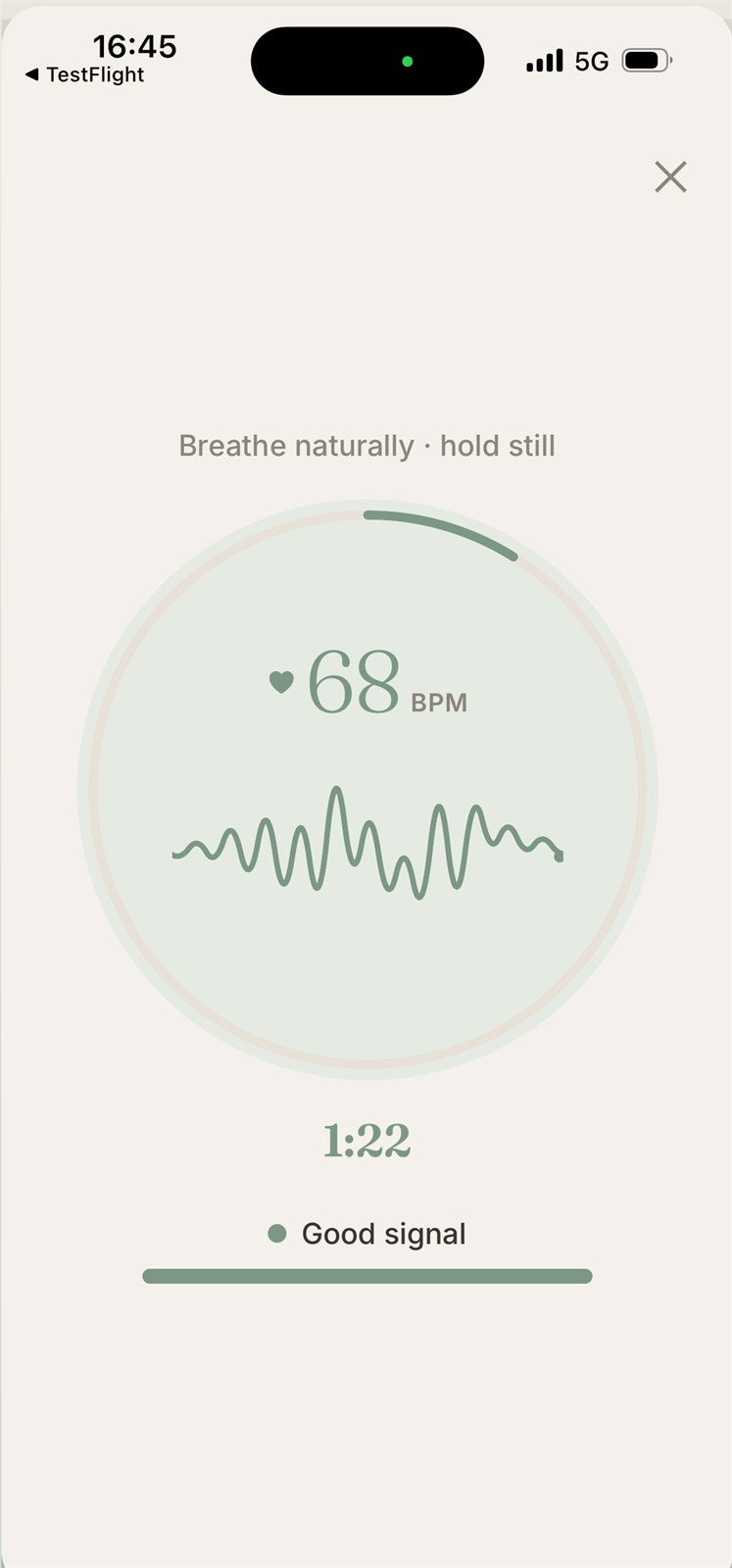 CrossField — live HRV scan screen