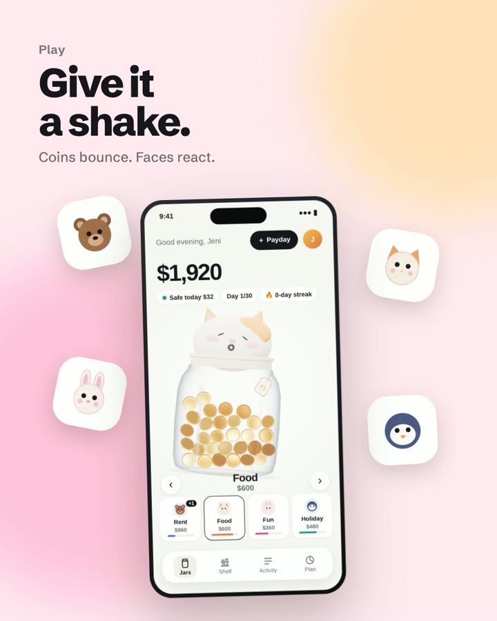 Shake a jar and the coins bounce