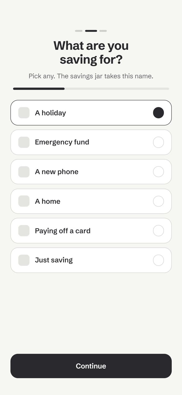 Wireframe — what are you saving for?