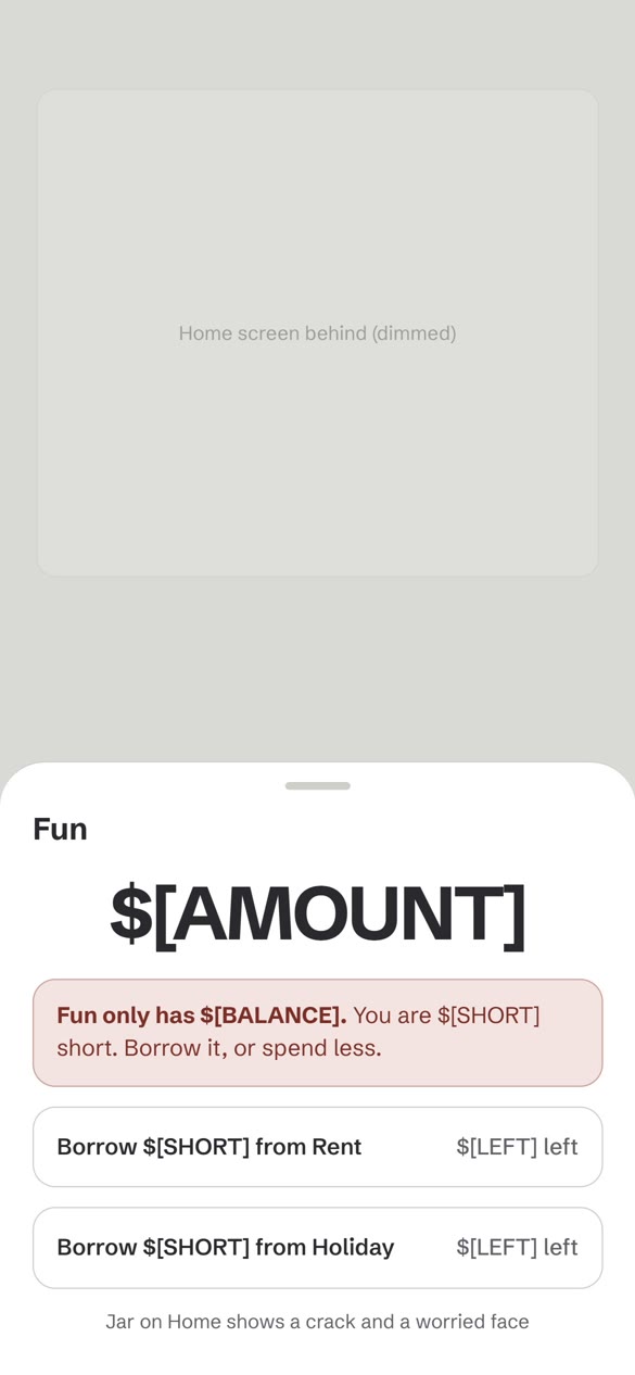 Wireframe — overspending: borrow from another jar