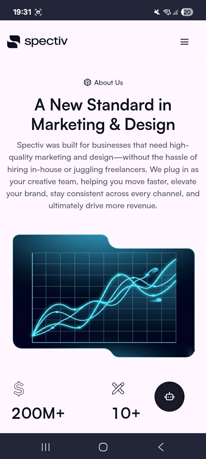 Spectiv landing page — mobile